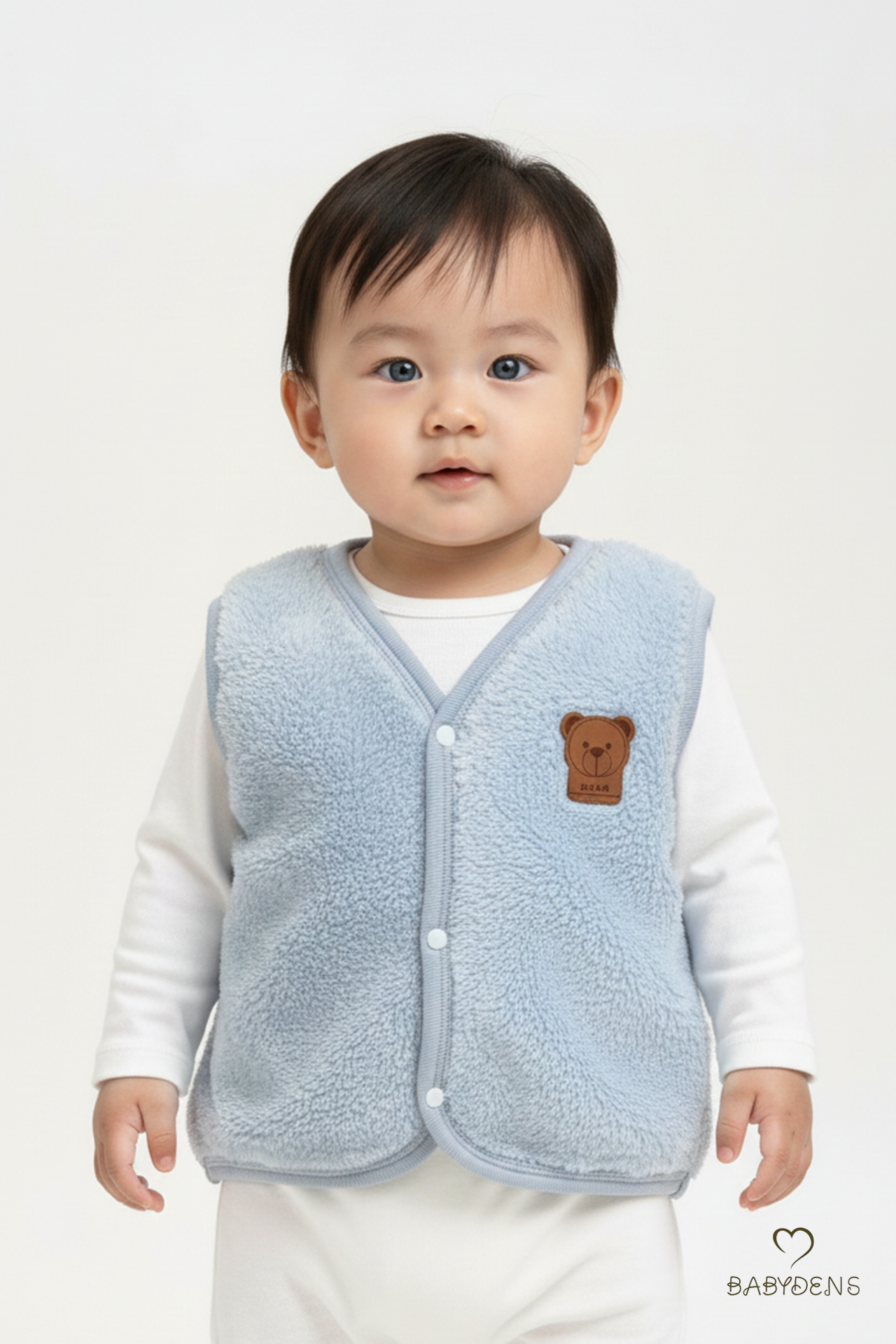 Welsoft Erkek Bebek Çocuk Çıtçıtlı Yelek – Ayıcık Armalı, Yumuşak Peluş Bebek Yeleği (6-36 Ay) Mavi