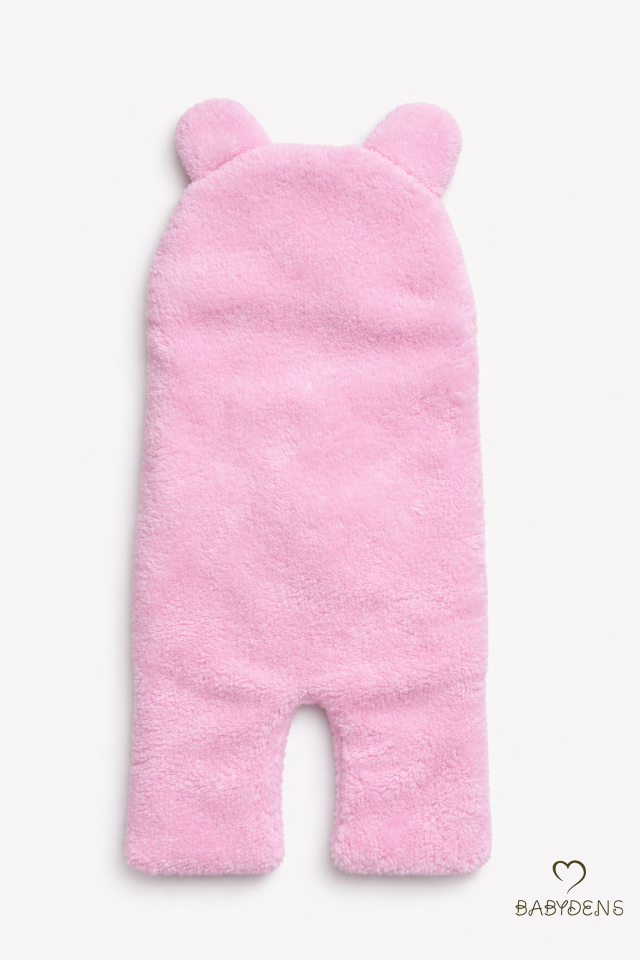 0-12 Ay Welsoft Peluş Bebek Dış Kundak ,Uyku Tulumu ,Ayıcık Kulaklı İçi %100 Pamuk Astarlı Battaniye Pembe