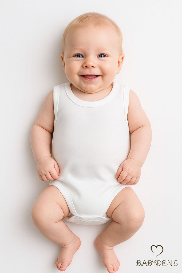 3'lü %100 Pamuklu Beyaz Kolsuz Bebek Body Seti Unisex Bebek İçin Yazlık Zıbın Takımı 3-6 Ay