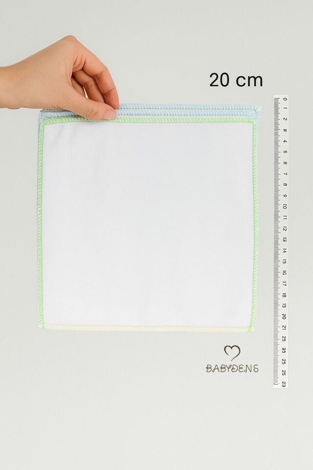 Unisex 10’lu Yenidoğan ve Bebek Emzirme ve Ağız Bezi %100 Pamuk, 20x20 cm Yumuşak Renkli Mendil