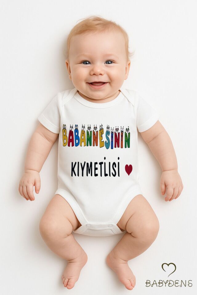Babaannesinin Kıymetlisi Yazılı Çıtçıtlı Bebek Body Tulum | %100 Pamuk Kısa Kollu Zıbın | 0-3Ay-24Ay