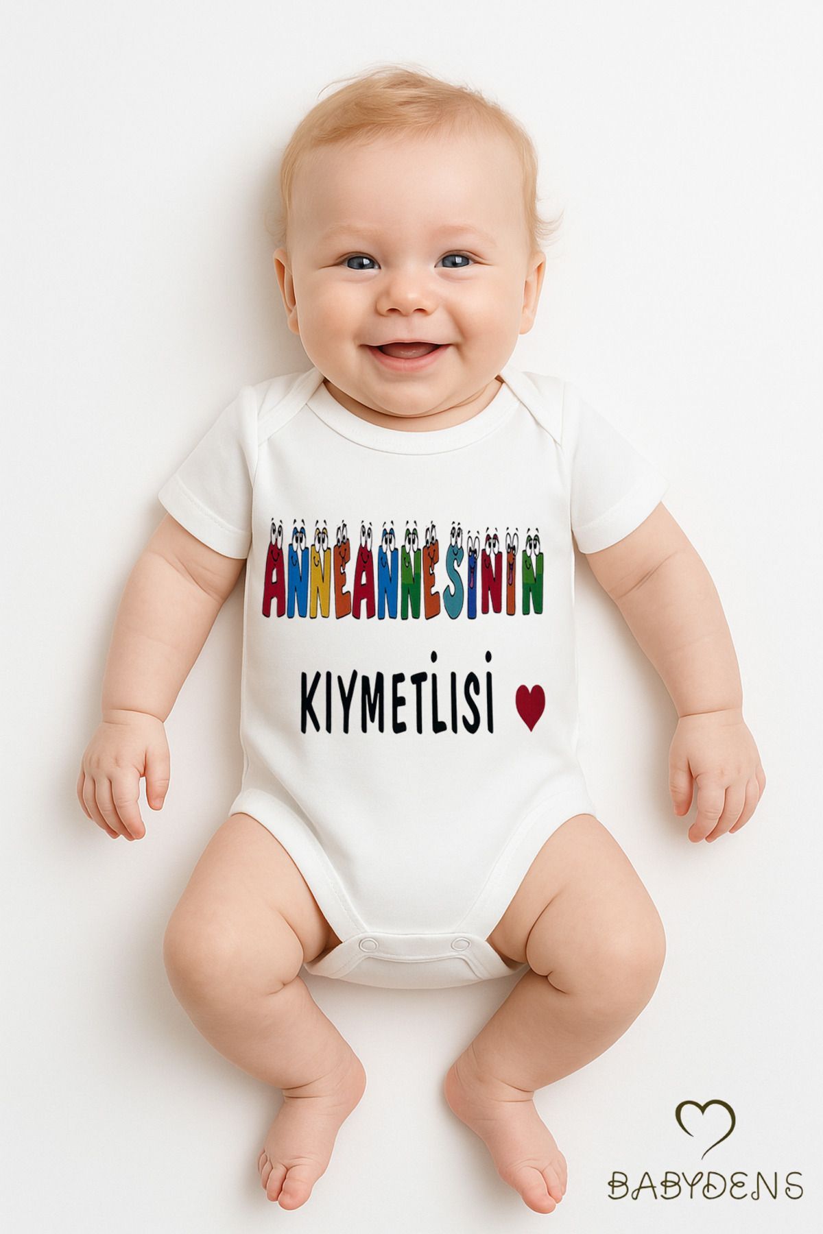 Anneannesinin Kıymetlisi Yazılı Çıtçıtlı Bebek Body Tulum | Kısa Kollu %100Pamuk Zıbın | 0-3Ay-24Ay