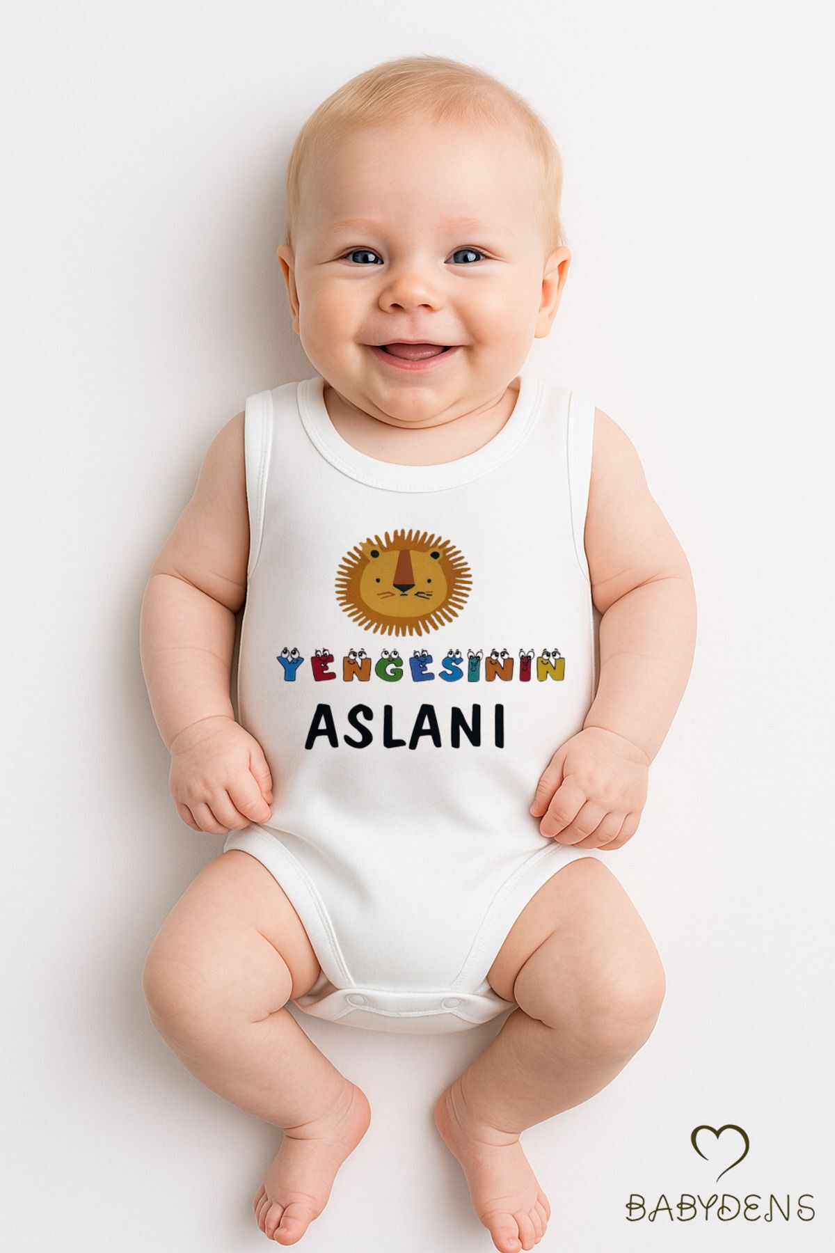 Yengesinin Aslanı Yazılı Kolsuz Bebek Body – %100 Pamuklu, Yazlık Çıtçıtlı Zıbın 0-3-24 Ay Tulum 0-3 Ay