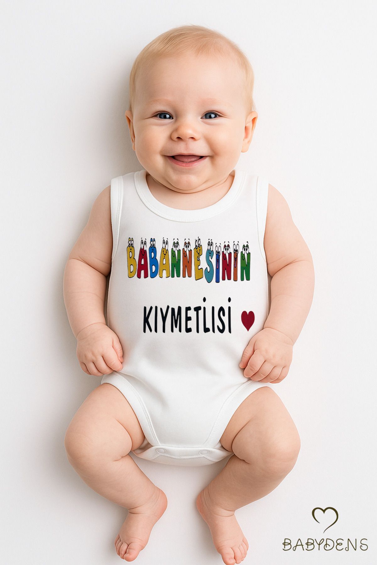 Babaannesinin Kıymetlisi Yazılı Kolsuz Bebek Body %100 Pamuk Yazlık Çıtçıtlı Zıbın Tulum