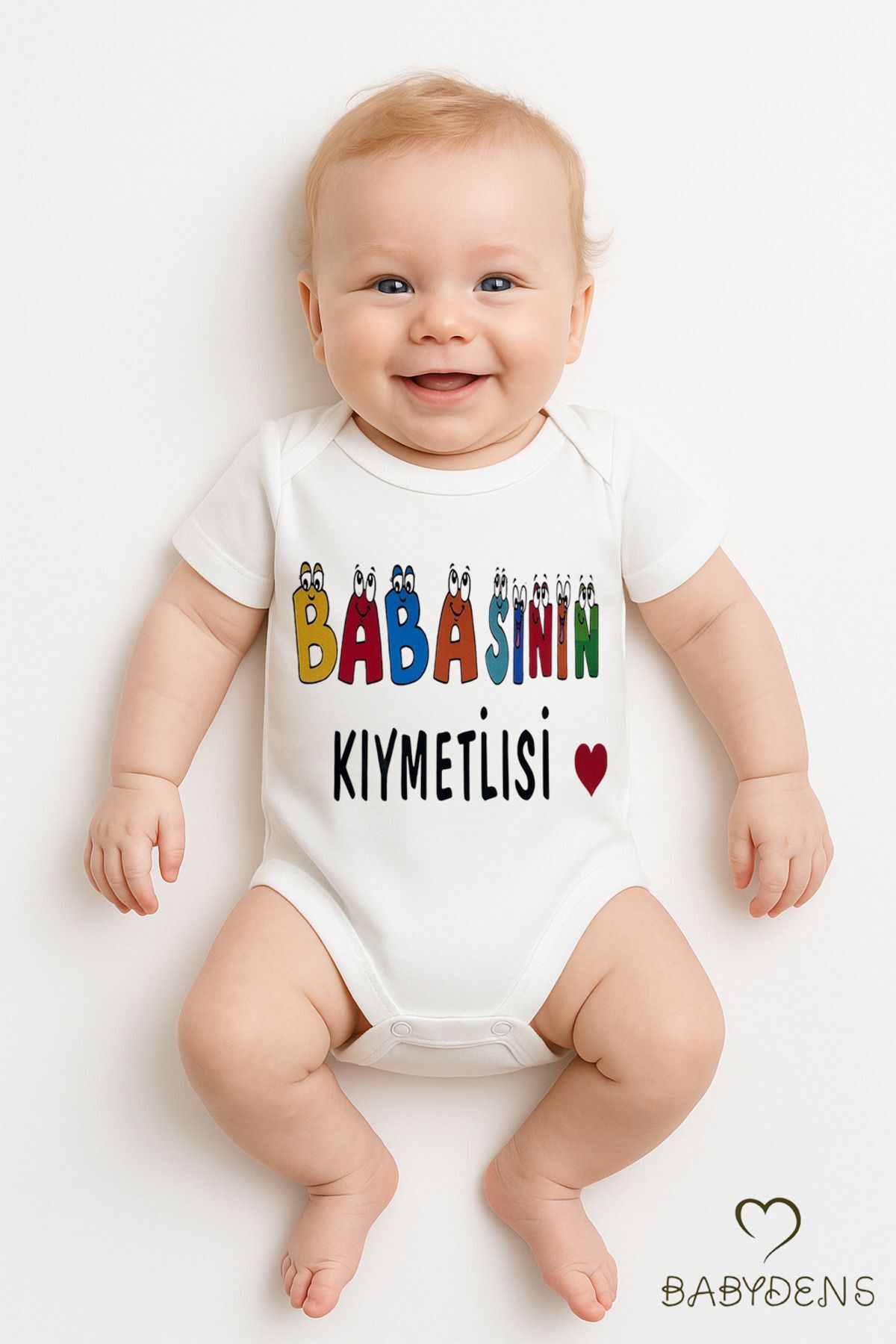 Babasının Kıymetlisi Yazılı Çıtçıtlı Bebek Body Tulum | Kısa Kollu %100 Pamuk Zıbın | 0-3 Ay - 24 Ay