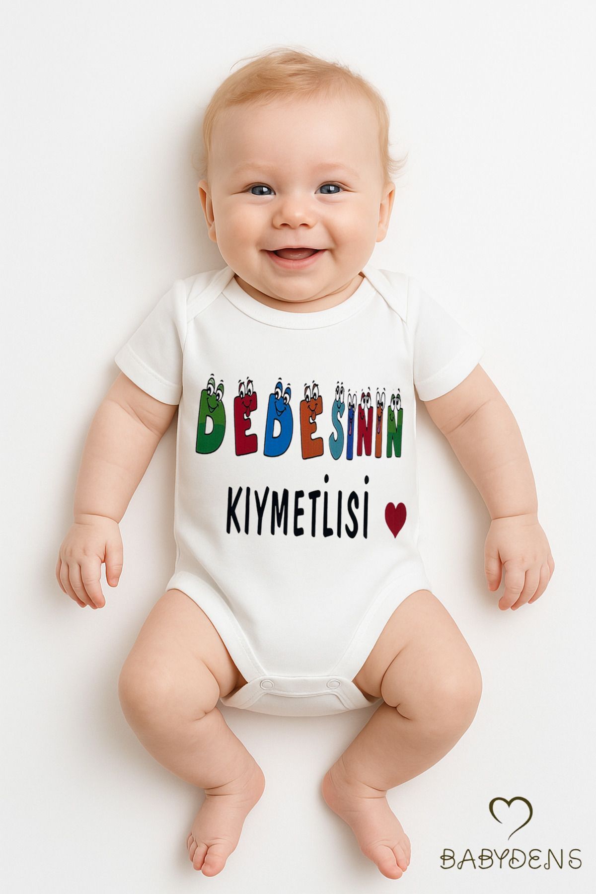 Dedesi'nin Kıymetlisi Yazılı Bebek Çıtçıtlı Body Tulum | %100 Pamuk | Kısa Kollu Zıbın | 0-3Ay-24Ay
