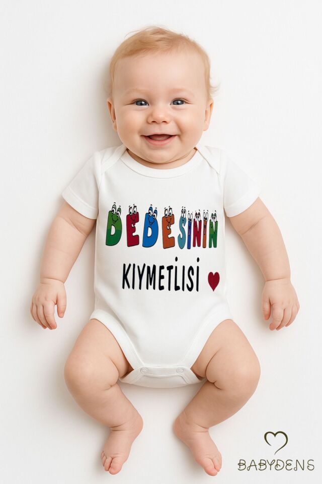 Dedesi'nin Kıymetlisi Yazılı Bebek Çıtçıtlı Body Tulum | %100 Pamuk | Kısa Kollu Zıbın | 0-3Ay-24Ay