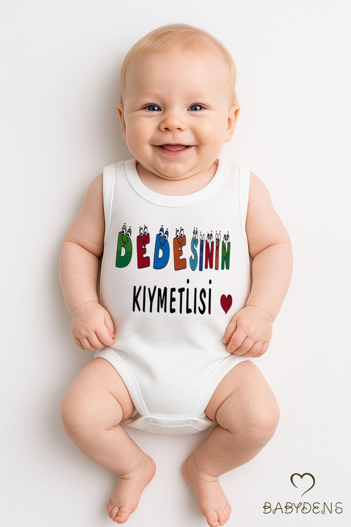 “Dedesinin Kıymetlisi” Yazılı Kolsuz Bebek Body – %100 Pamuklu Yazlık Çıtçıtlı Zıbın Tulum 0-3-24 Ay