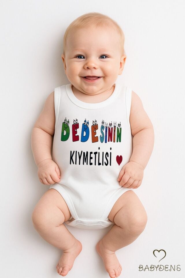 “Dedesinin Kıymetlisi” Yazılı Kolsuz Bebek Body – %100 Pamuklu Yazlık Çıtçıtlı Zıbın Tulum 0-3-24 Ay