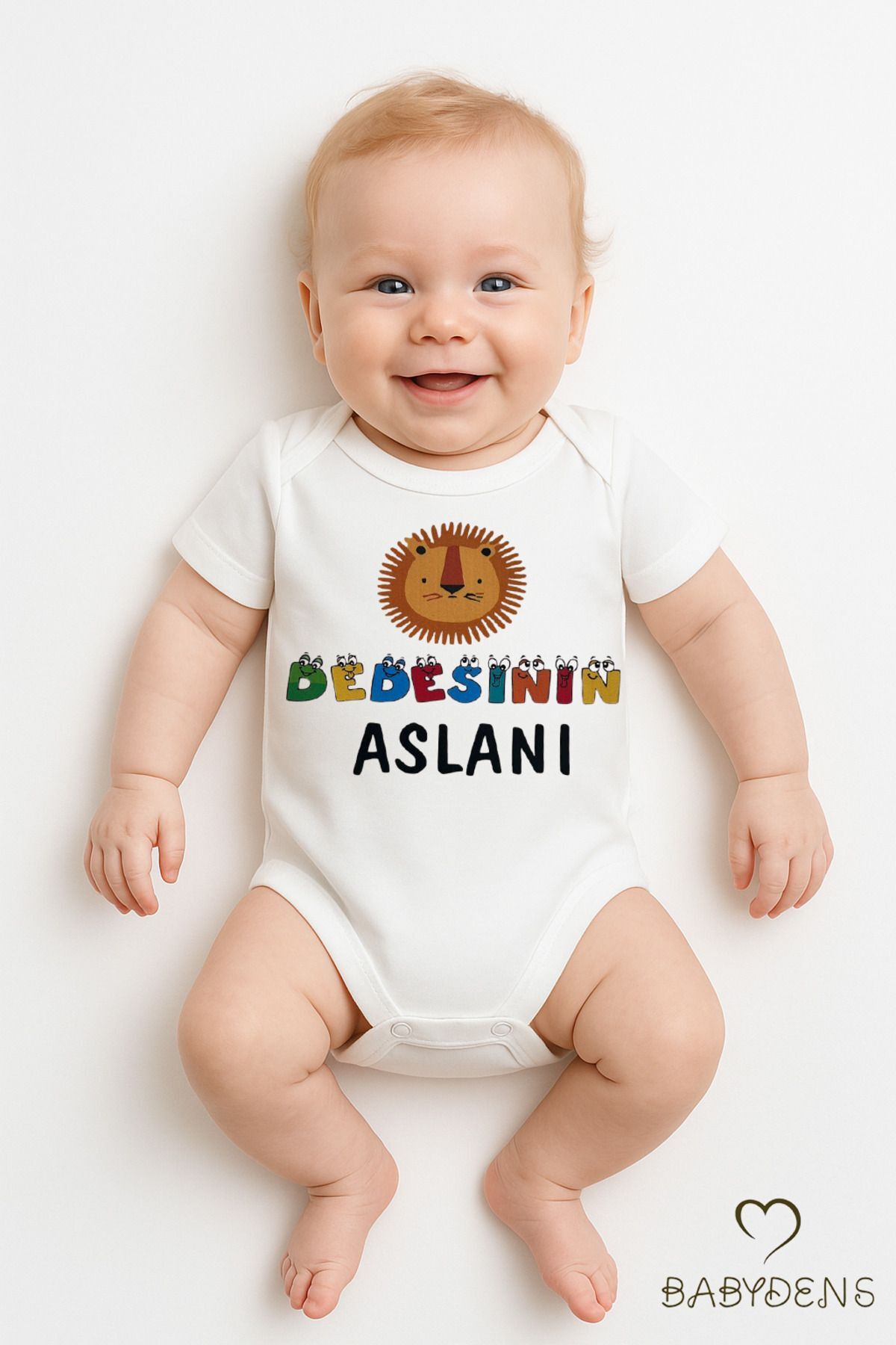 Dedesi'nin Aslanı Yazılı Bebek Çıtçıtlı Body Tulum | %100 Pamuk | Eğlenceli Aslan Baskı Zıbın