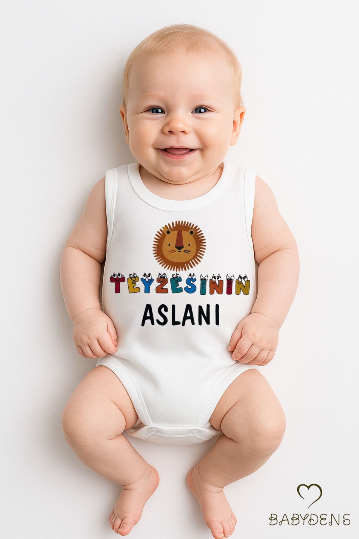 Teyzesinin Aslanı Baskılı %100 Pamuk Kolsuz Bebek Body Eğlenceli Yazılı Zıbın 0-3-24Ay Yazlık Tulum