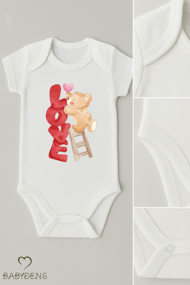 3’lü Bebek Body Seti %100 Pamuk Sevimli Ayıcık Baskılı Kısa Kollu Çıtçıtlı Zıbın Yenidoğan Body