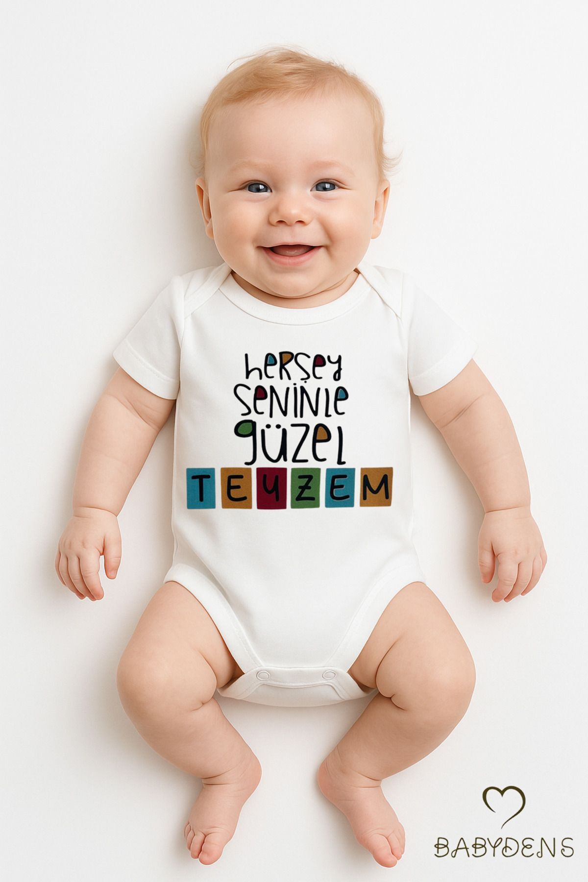 Her Şey Seninle Güzel Teyzem Yazılı Bebek Body Çıtçıtlı Zıbın Tulum %100 Pamuk Unisex Kısa Kollu