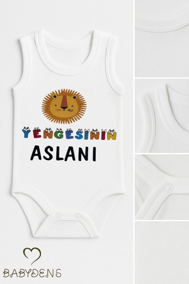 Yengesinin Aslanı Yazılı Kolsuz Bebek Body – %100 Pamuklu, Yazlık Çıtçıtlı Zıbın 0-3-24 Ay Tulum