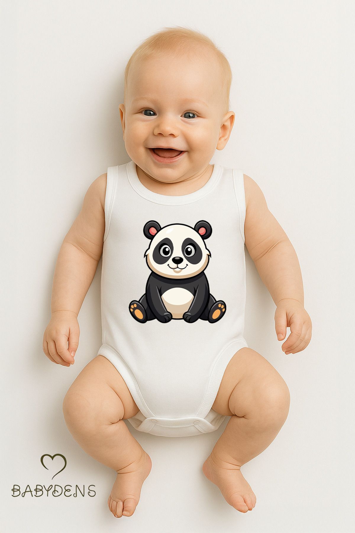 %100 Pamuklu Hayvan Figürlü Kolsuz Çıtçıtlı Bebek Body Yazlık Nefes Alabilir Unisex Zıbın Panda