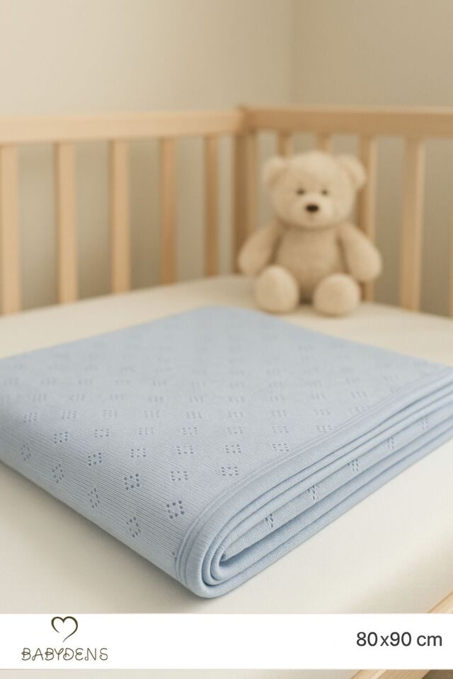 %100 Pamuk Elmas Desenli Jakarlı Bebek Battaniyesi 80x90 cm Yumuşak Nefes Alabilir Bebek Battaniyesi