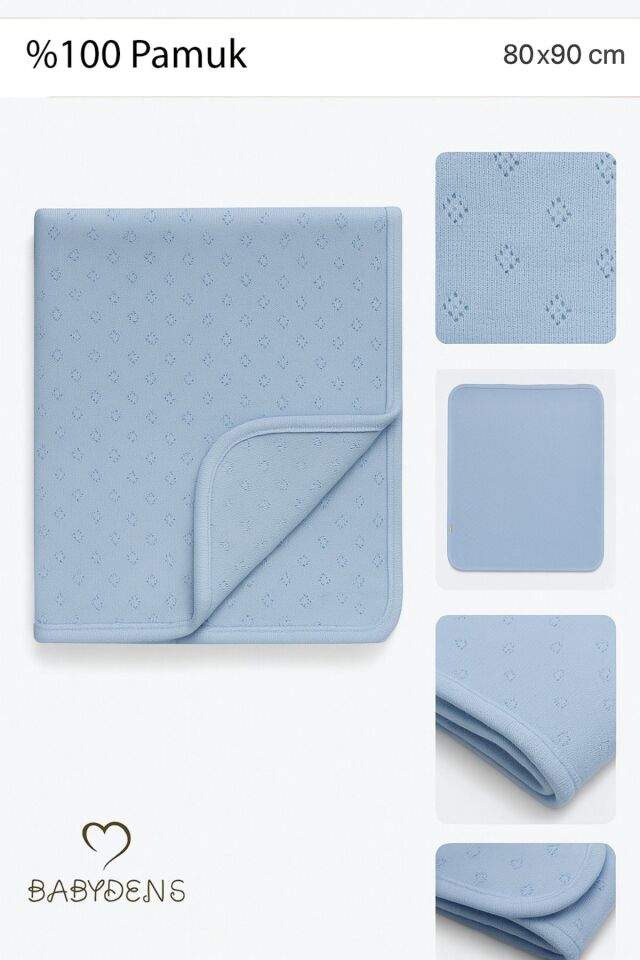 %100 Pamuk Elmas Desenli Jakarlı Bebek Battaniyesi 80x90 cm Yumuşak Nefes Alabilir Bebek Battaniyesi