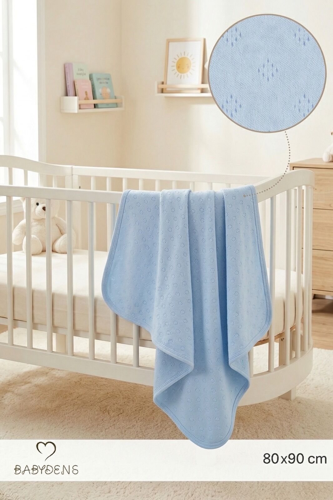%100 Pamuk Elmas Desenli Jakarlı Bebek Battaniyesi 80x90 cm Yumuşak Nefes Alabilir Bebek Battaniyesi