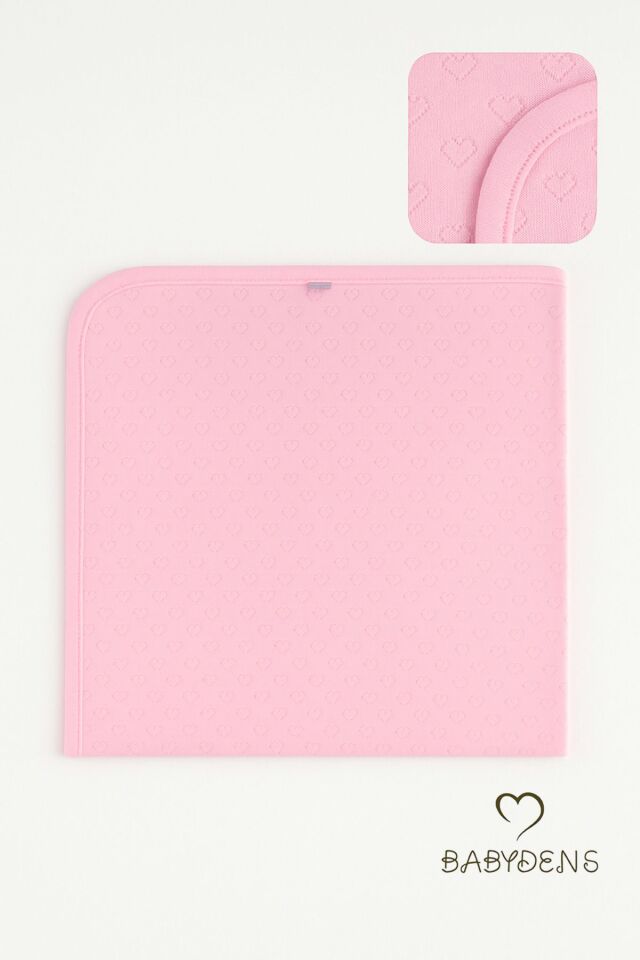 Kalp Desenli Jakarlı Bebek Battaniyesi %100Pamuklu, Nefes Alabilen, Yumuşak Yenidoğan Bebe Battaniye