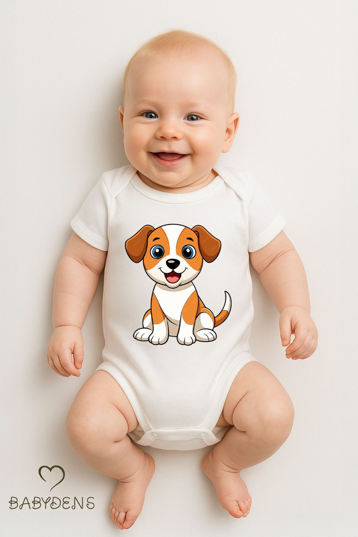 %100 Pamuklu Sevimli Hayvan Figürlü Bebek Body Unisex Çıtçıtlı Tulum Yazlık Kısa Kollu Zıbın Köpek