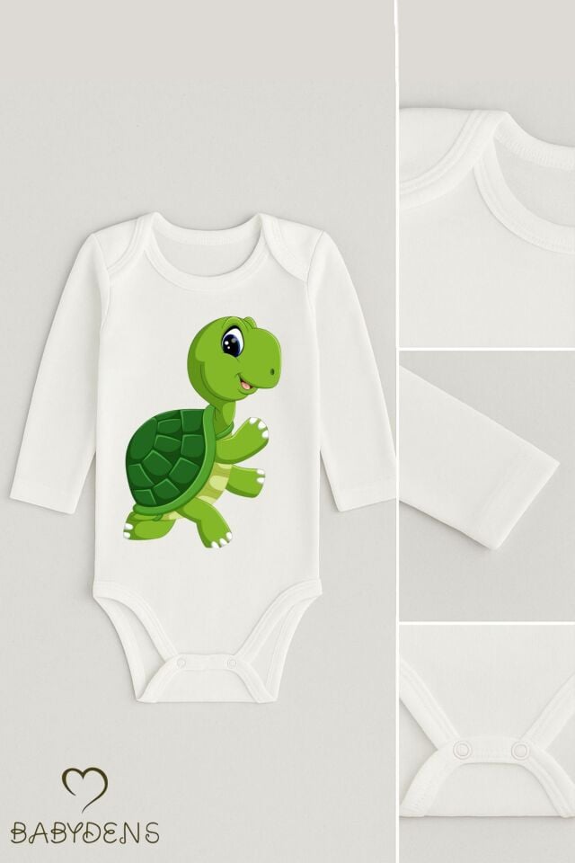 Sevimli Hayvan Figürlü %100 Pamuk Uzun Kollu Çıtçıtlı Bebek Body Rahat Kalıp, Sevimli Desenli Zıbın