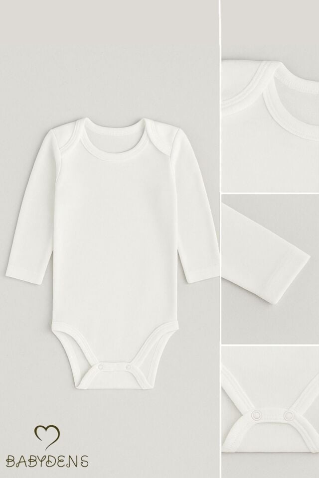 Uzun Kollu Bebek Body Zıbın Yumuşak Kumaşlı, Çıtçıtlı, Beyaz İç Zıbın Pamuklu Bebek Giyim 03-24Ay
