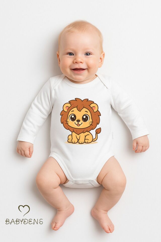 Sevimli Hayvan Figürlü %100 Pamuk Uzun Kollu Çıtçıtlı Bebek Body Rahat Kalıp, Sevimli Desenli Zıbın