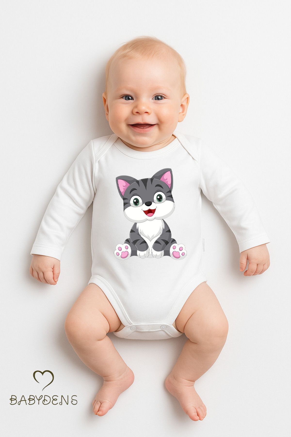 Sevimli Hayvan Figürlü %100 Pamuk Uzun Kollu Çıtçıtlı Bebek Body Rahat Kalıp, Sevimli Desenli Zıbın