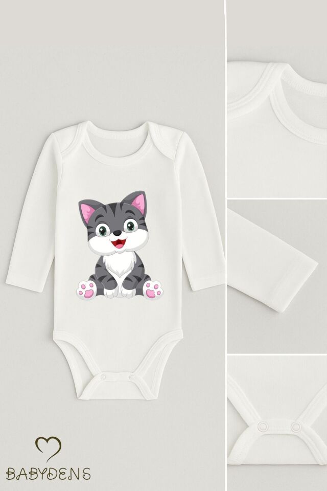 Sevimli Hayvan Figürlü %100 Pamuk Uzun Kollu Çıtçıtlı Bebek Body Rahat Kalıp, Sevimli Desenli Zıbın