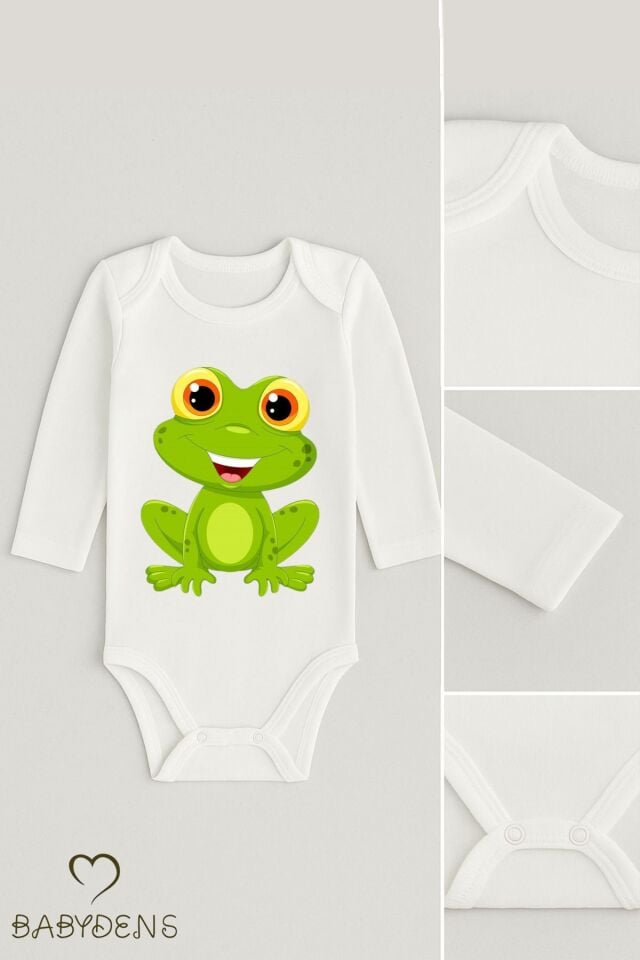 Sevimli Hayvan Figürlü %100 Pamuk Uzun Kollu Çıtçıtlı Bebek Body Rahat Kalıp, Sevimli Desenli Zıbın
