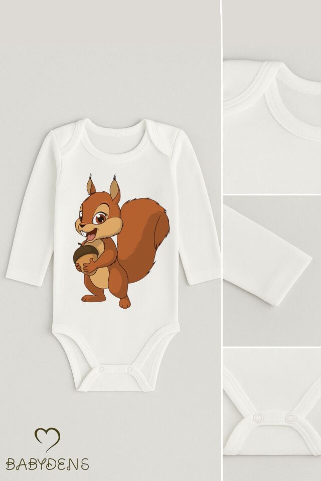 Sevimli Hayvan Figürlü %100 Pamuk Uzun Kollu Çıtçıtlı Bebek Body Rahat Kalıp, Sevimli Desenli Zıbın