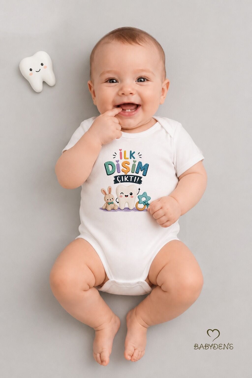Diş Buğdayı Body %100 Pamuk İlk Dişim Çıktı Baskılı Bebek Kısa Kollu Body Çıtçıtlı Unisex Yenidoğan Zıbın