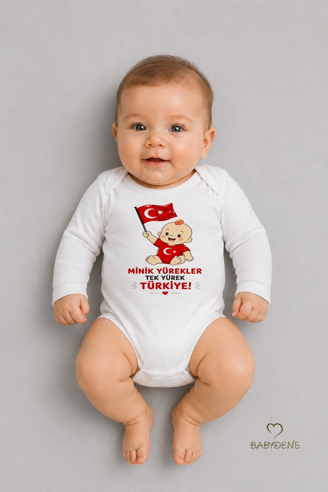 %100 Pamuk Milli Takım Taraftar Bebek Body Yenidoğan Çıtçıtlı Unisex Uzun Kol Badi Türk Bayraklı Zıbın