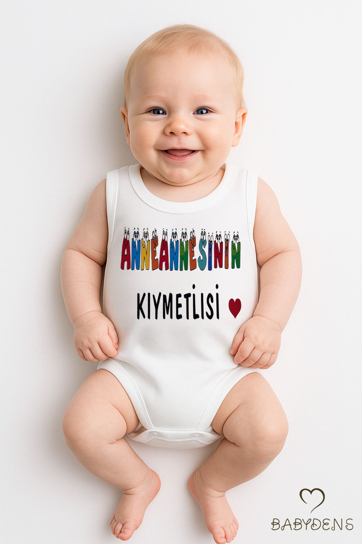 Anneannesinin Kıymetlisi Yazılı Kolsuz %100 Pamuk Body Hediyelik Bebek Zıbını Yazlık Çıtçıtlı Body 3-6 Ay