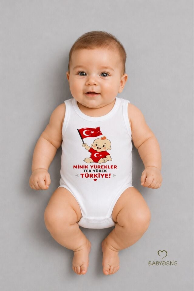 %100 Pamuk Milli Takım Taraftar Bebek Body Yenidoğan Çıtçıtlı Unisex Kolsuz Badi Türk Bayraklı Zıbın