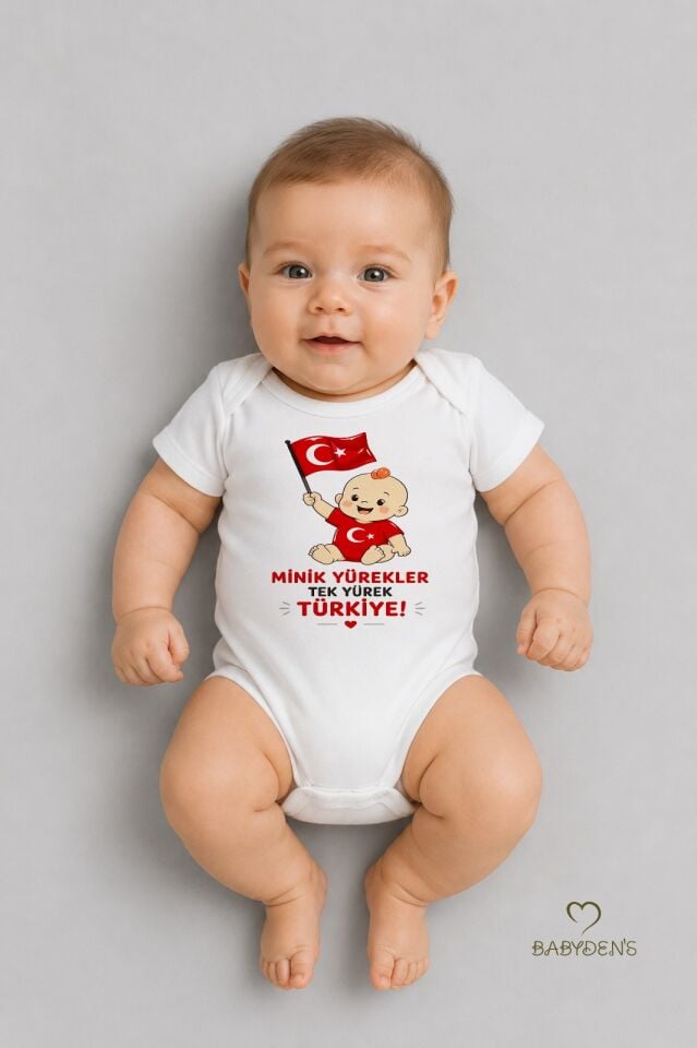 %100 Pamuk Milli Takım Taraftar Bebek Body Yenidoğan Çıtçıtlı Unisex Kısa Kol Badi Türk Bayraklı Zıbın