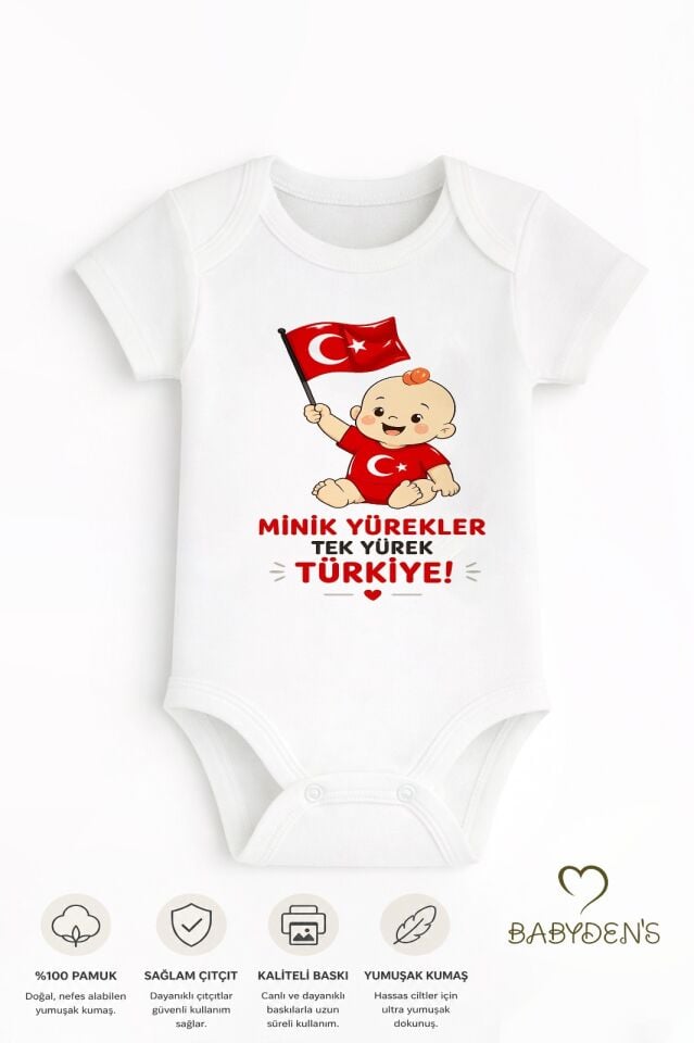 %100 Pamuk Milli Takım Taraftar Bebek Body Yenidoğan Çıtçıtlı Unisex Kısa Kol Badi Türk Bayraklı Zıbın