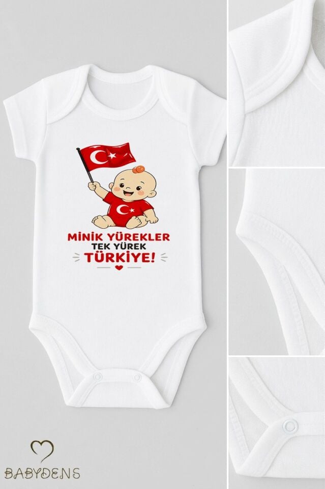 %100 Pamuk Milli Takım Taraftar Bebek Body Yenidoğan Çıtçıtlı Unisex Kısa Kol Badi Türk Bayraklı Zıbın