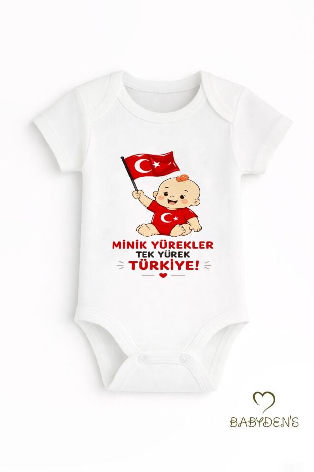 %100 Pamuk Milli Takım Taraftar Bebek Body Yenidoğan Çıtçıtlı Unisex Kısa Kol Badi Türk Bayraklı Zıbın