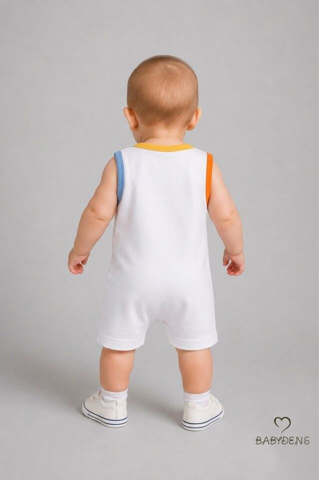 Erkek Bebek Tulum Yazlık Pamuklu Şortlu Çıtçıtlı Ayıcık Baskılı Bebek Tulumu Yenidoğan Bebek Giyim 0-9 Ay