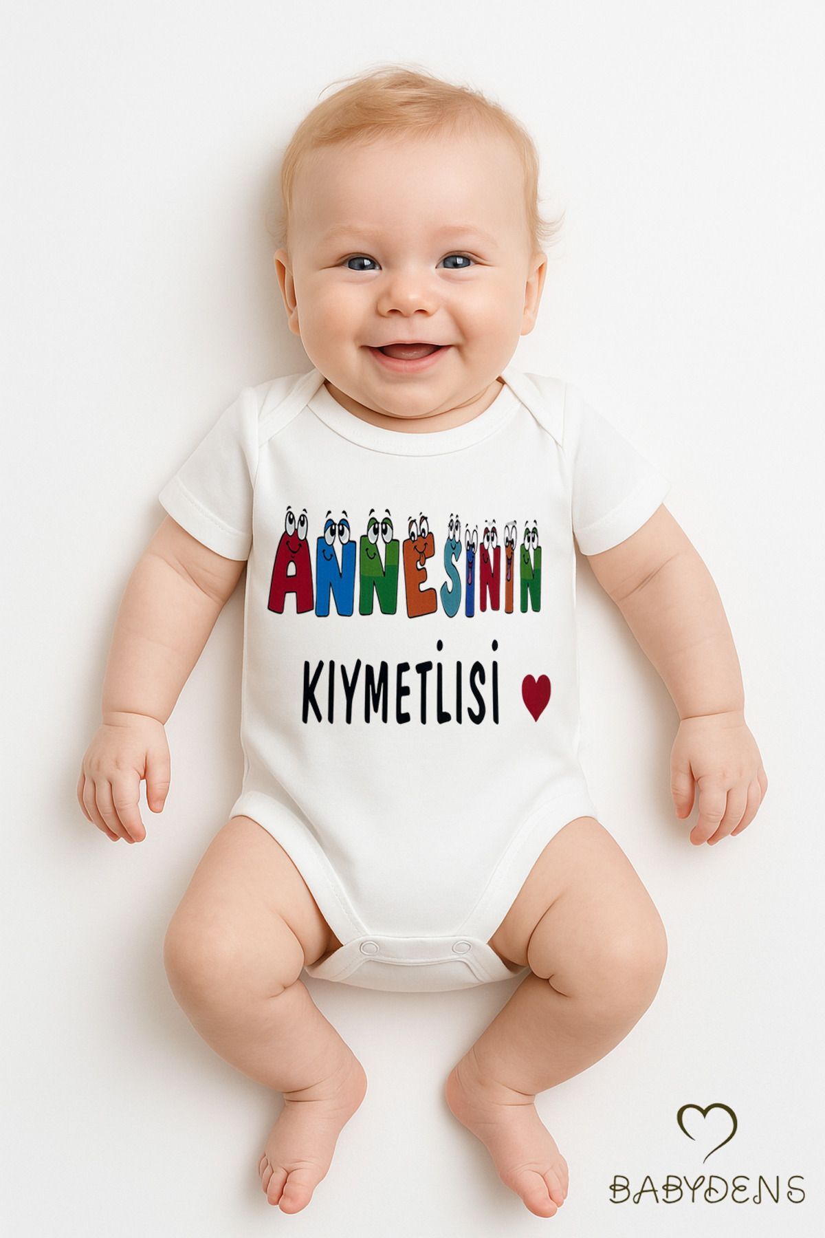 Annesinin Kıymetlisi Yazılı Çıtçıtlı Bebek Body Tulum | %100 Pamuk Kısa Kollu Zıbın | 0-3 Ay - 24 Ay 3-6 Ay
