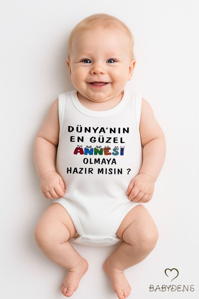 Dünyanın En Güzel Annesi Olmaya Hazır Mısın? Yazılı Kolsuz Bebek Zıbın Pamuklu Çıtçıtlı Yazlık Body 18-24 Ay