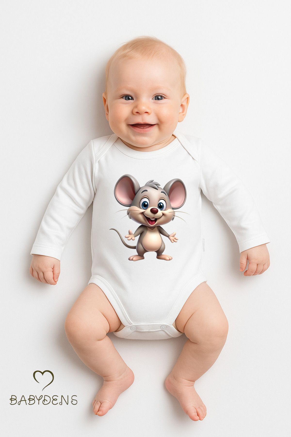 Sevimli Hayvan Figürlü %100 Pamuk Uzun Kollu Çıtçıtlı Bebek Body Rahat Kalıp, Sevimli Desenli Zıbın 3-6 Ay