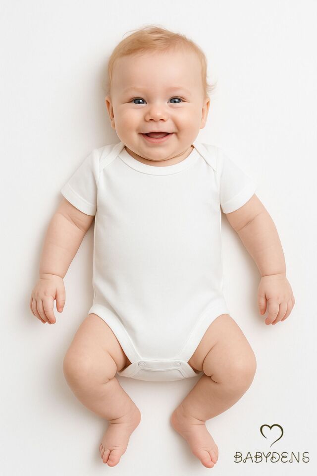 Beyaz Kısa Kollu Çıtçıtlı Bebek Body Zıbın Pamuklu 0-3 Ay - 24 Ay Tulum Rahat Bebek Giyim 6-9 Ay