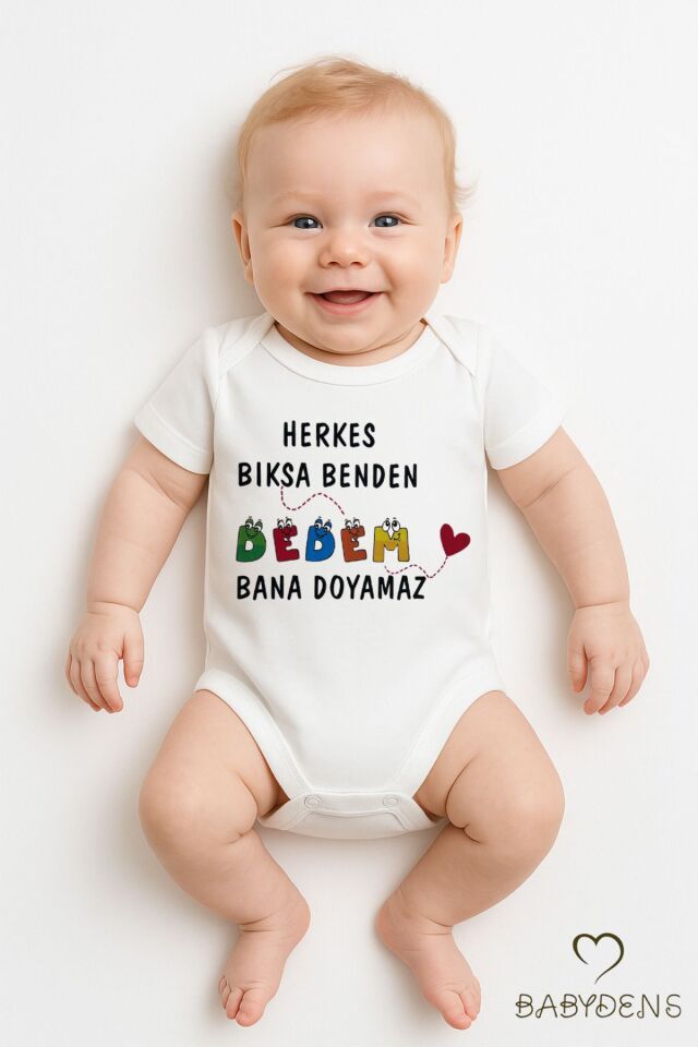 Herkes Bıksa Benden, Dedem Bana Doyamaz Yazılı Bebek Çıtçıtlı Body Tulum | %100 Pamuk Zıbın 6-9 Ay