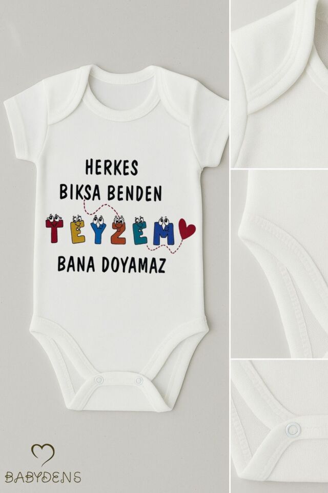 Herkes Bıksa Benden Teyzem Bana Doyamaz Yazılı Bebek Zıbını | %100 Pamuk 03-24Ay Çıtçıtlı Body Tulum 3-6 Ay